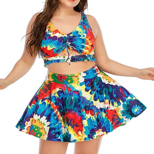 Traje De Baño I Para Mujer, Talla Grande, Con Estampado De C