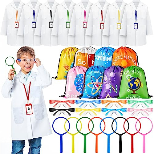 8 Sets Kids Science Experiment Kit With Lab Coat Scient...