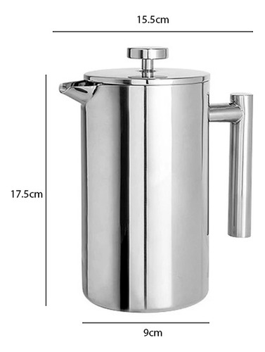 Cafetera Prensa Francesa 600ml Acero Inoxidable - Émbolo Acero Inoxidable