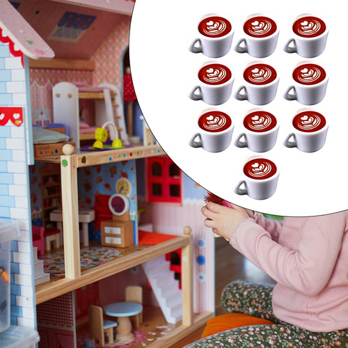 4 X 10pcs Dollhouse Coffee Latte Life Scene Flower Pattern