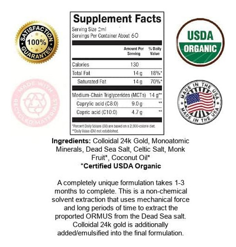 $ Aceite Monoatómico Ormus Gold, 120 Ml, I Am Joy Co.
