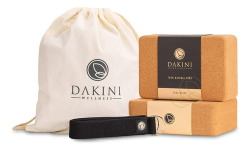Dakini Wellness Cork Yoga Block 2 Pack With Yoga Strap Set 8