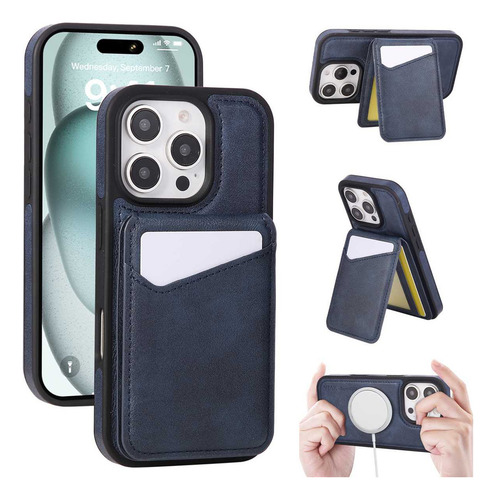 Funda De Piel Sintética Magsafe 2 En 1 Para iPhone 11 12 13 14 15 16 Pro Max 14plus 15plus 16plus