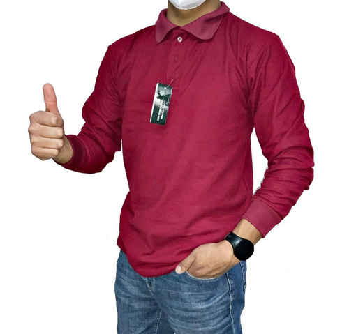 Playera Polo Army Store Manga Larga Ansel Vino