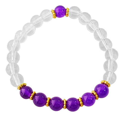 Pulsera Mujer Cuarzo Cristal Con Amatista Protecciòn+estuche