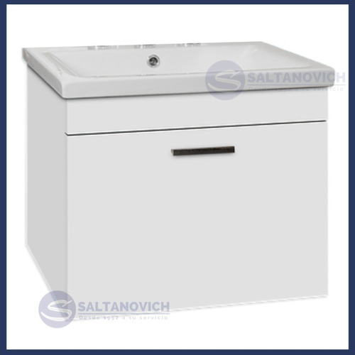 Imagen 5 de 6 de Vanitory Amube Lyon 6461 De Colgar + Bacha 3 Agujeros Blanco