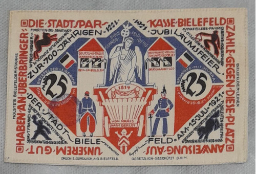Notgeld (billete De Emergencia) Alemania, En Seda, Año 1921