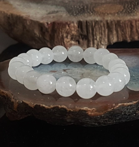 Imagem 4 de 6 de Pedras - Pulseira Unissex, Pedras Jade Branco 8mm, Cód332p9