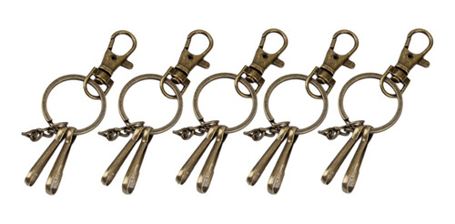 Imagen 1 de 9 de 5pcs Vintage Bronce Llavero Llave Anillo Cadena Fob Con
