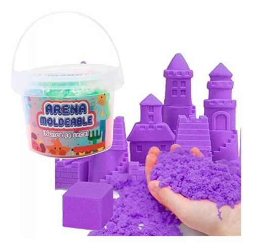 2 Cubeta De Arena Magica Moldeable Kit Moldes Didactico 500g