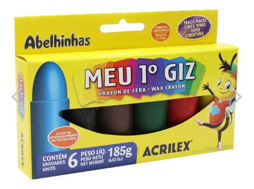 Meu Primeiro Giz De Cera Com 6 Cores Acrilex