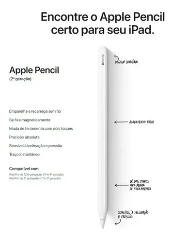 Caneta Apple Pencil 2 (2a Geração) Original | MercadoLivre