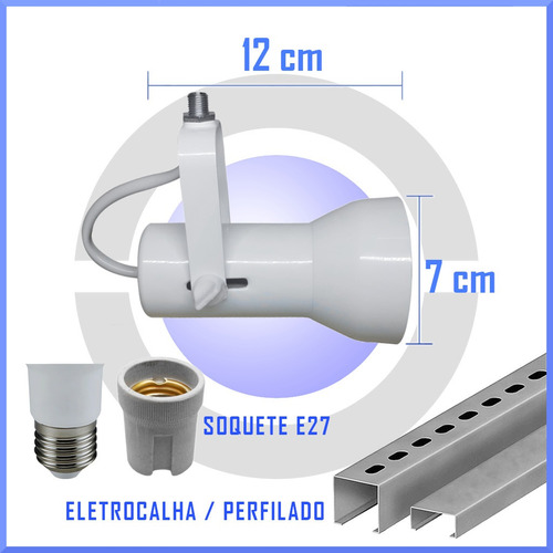 Imagem 6 de 6 de Spot P/ Trilho Perfilado E Eletrocalha P/ Lâmpada De Led E27