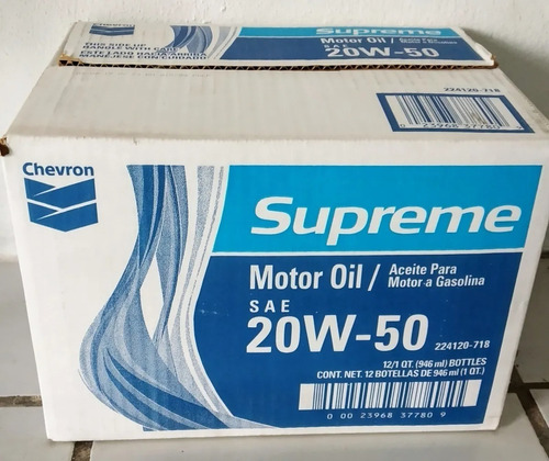 Chevron Sae 20w 50 Supreme Caja 12 Pz/ 946 Ml Msi