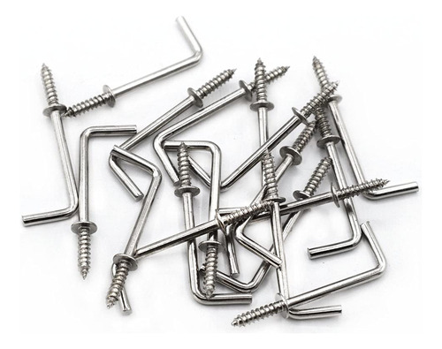 Ganchos De Tornillo En Forma L Y 7 Plata (50 Uds )