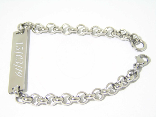 Pulsera Acero Quirurgico Personalizada Identidad Mujer