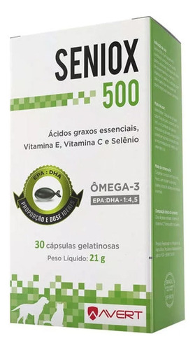 Seniox 500 Mg Avert 30 Cápsulas Suplemento Para Cachorro