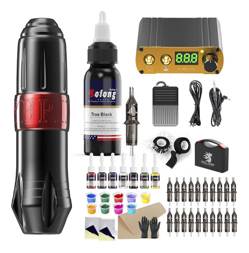 Solong Tattoo Kit Rotary Machine Pen 20 Cartuchos De Aguja,