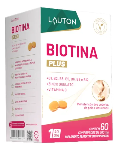 Biotina C/ B1 B2 B3 B5 B6 B9 B12 Zinco Quelado Vitamina C Sabor S...