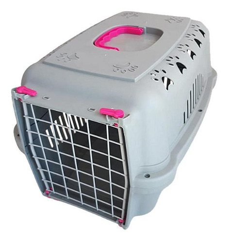 Caixa Transporte Falcon Neon Aço Para Cães E Gatos Nº2 Pink