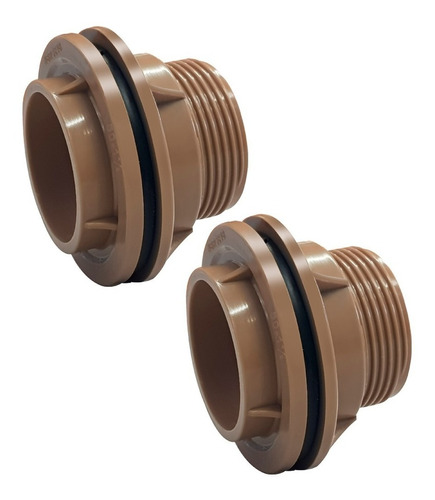 2x Adaptador Flange 60mm (2'') (marrom) Para Caixa D' Água