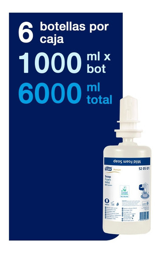 Jabón En Espuma Suave Tork Para Dispensador 6 Bot. 1000 Ml.
