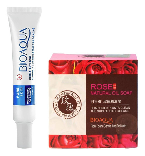 Crema Facial Eliminadora De Acné + Jabón Antiacné De Rosas