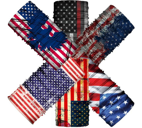 Paquete De 6 Bandanas Con Bandera Americana Para Cubrir La C