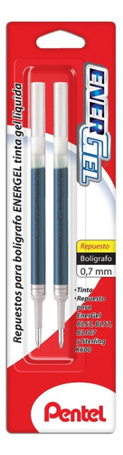 Repuestos Para Bolígrafo Pentel Lr7 Tinta Gel Líquida 2 Pzas Color Azul
