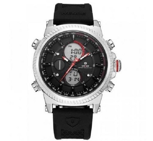 Relógio Masculino Weide Anadigi Wh-6403 Preto E Prata
