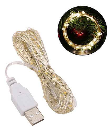 Nueva Cadena De Luces Led Usb De 50 Lámparas, Alambre De Cob