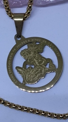 Imagen 4 de 5 de Medalla San Jorge Acero Dorado Con Cadena