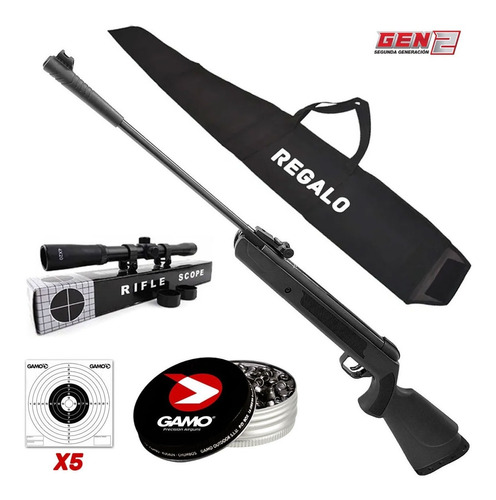 Rifle Aire Comprimido Power 5.5 Mira Funda Balines Regalo