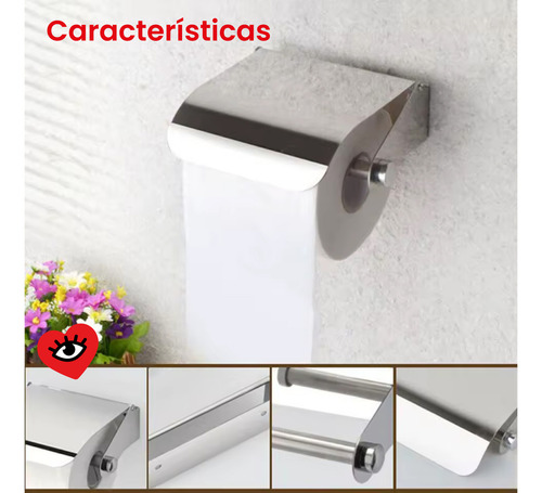 Porta Rollo Papel Higienico Baño Soporte Plateado Cromo Tapa Veoquiero