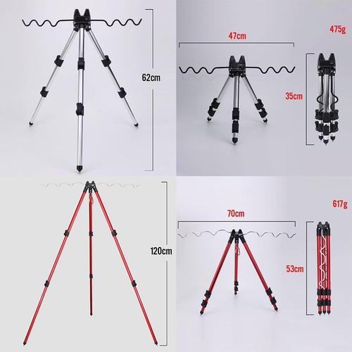Soporte De Pesca Onda Azul Trípode Plegable Ajustable
