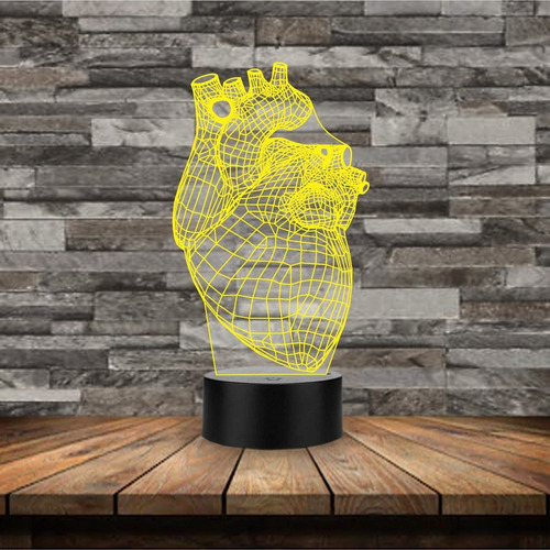 Imagen 7 de 8 de Lámpara Decorativa Led 3d Corazón Anatómico Regalo Art1134