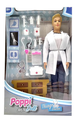 Imagen 7 de 7 de Poppi Muñeco Thiago Doctor Con Accesorios 6524-b311 E. Full