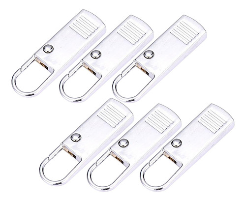 Pacote De 6 Metal Destacável Zip Fixador Silver L Silver L