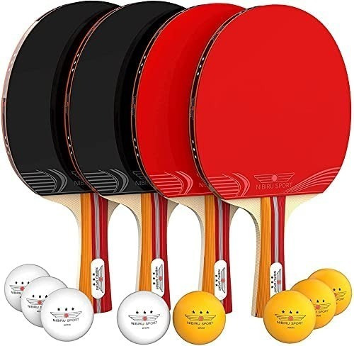 Kit 4 Raquetas De Ping-pong + 8 Pelotas Nibiru Sport