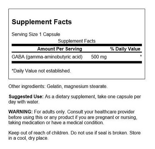 Imagen 2 de 2 de Swanson Gaba 500mg Promover Relajación Nerv. 100 Un