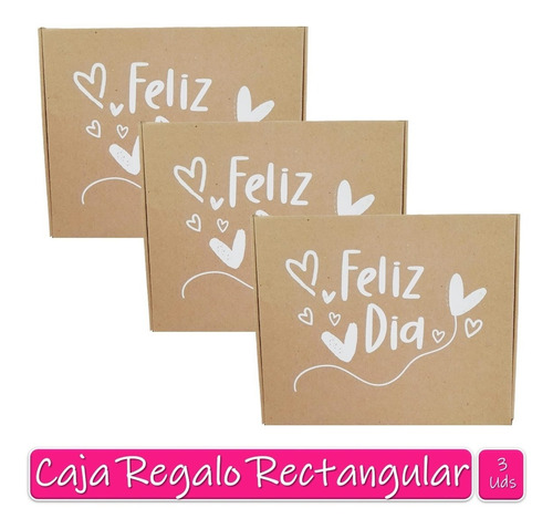 Caja Estuche Regalo Rectangular Grande Feliz Día X3 Uds