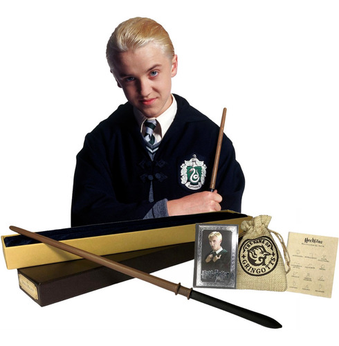 Imagen 1 de 4 de Varita Draco Malfoy Con Caja + Saco + Hechizos- Harry Potter