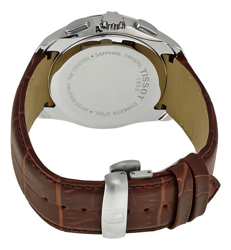Reloj Tissot Couturier T035.617.16.051.00, material de bisel blanco o negro, correa de acero inoxidable, color de bisel marrón, color de bisel plateado, color de fondo blanco