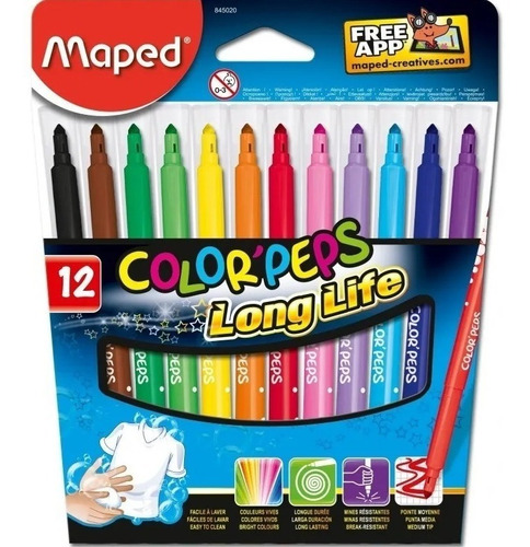 Marcadores Maped Color Peps Long Life X 12 Innovation