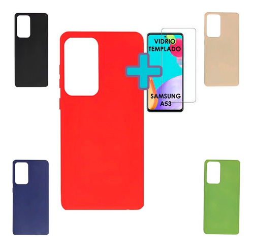 Silicona Case Funda Protector Samsung Galaxy A53 Y Vidrio