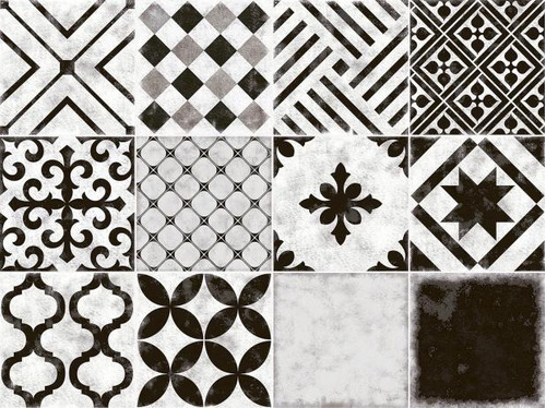 Imagen 4 de 4 de Ceramica Gabriella Calcareo 20,6*20,6 Mix Negro 12 Pz