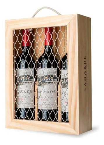 Estuche Madera Lagarde 3x750ml (1 Malb + 1 C Sauv + 1 Blend)