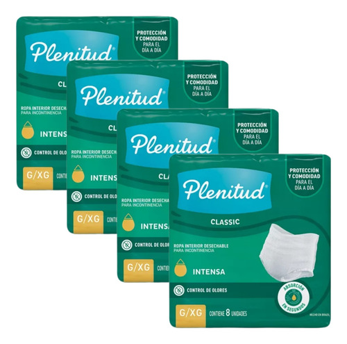 Plenitud Ropa Interior Para Adultos Classic Pant X 8 Pack X4