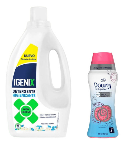 Igenix Detergente De Ropa 3l + Perlas De Perfume Downy 422gr