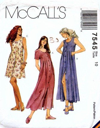 Mccall 's 7545  Patron Costura Para Tamaño Vestido Boton 10
